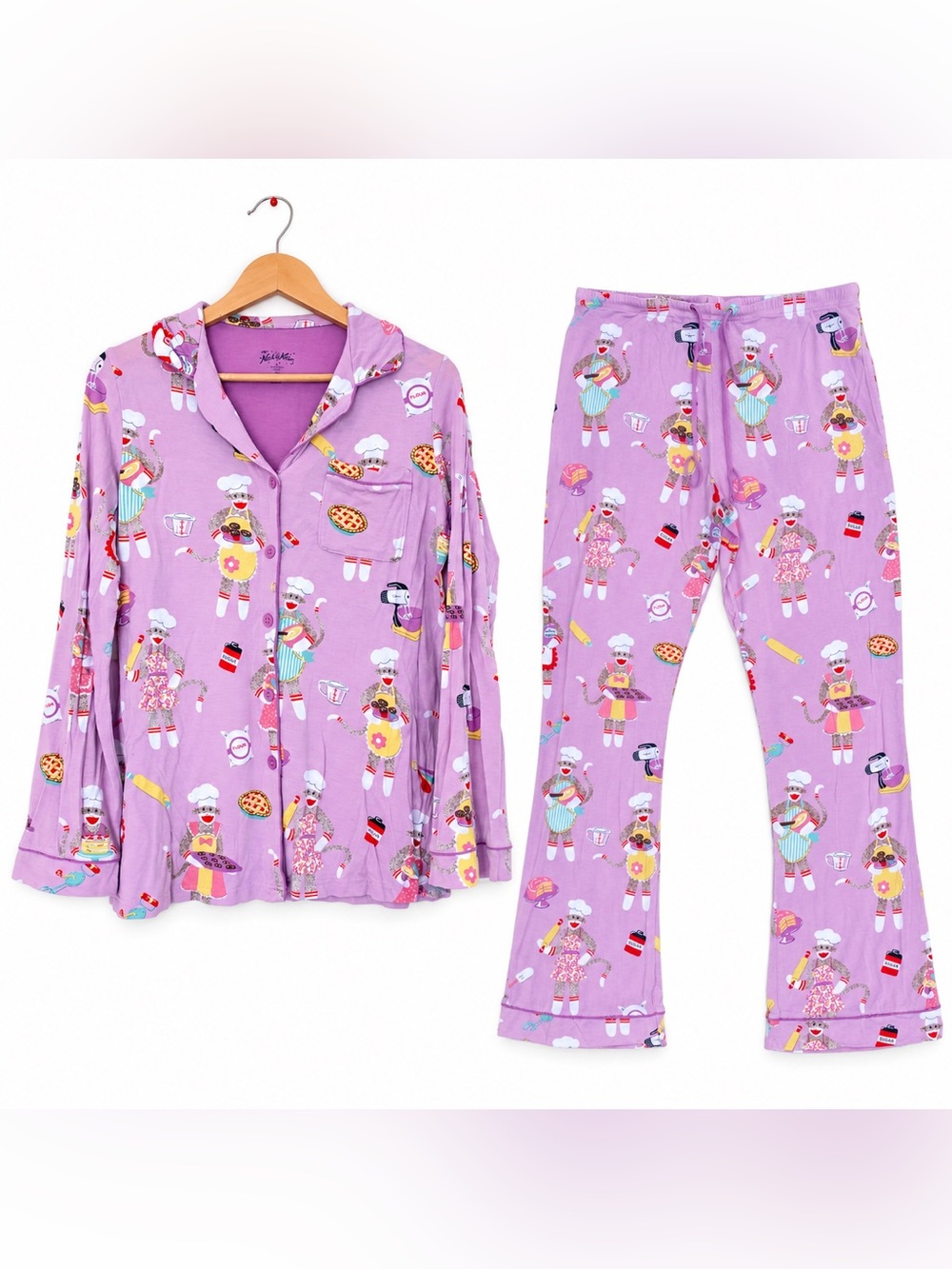 Nick & Nora Sock Monkey Pajama Set Women S